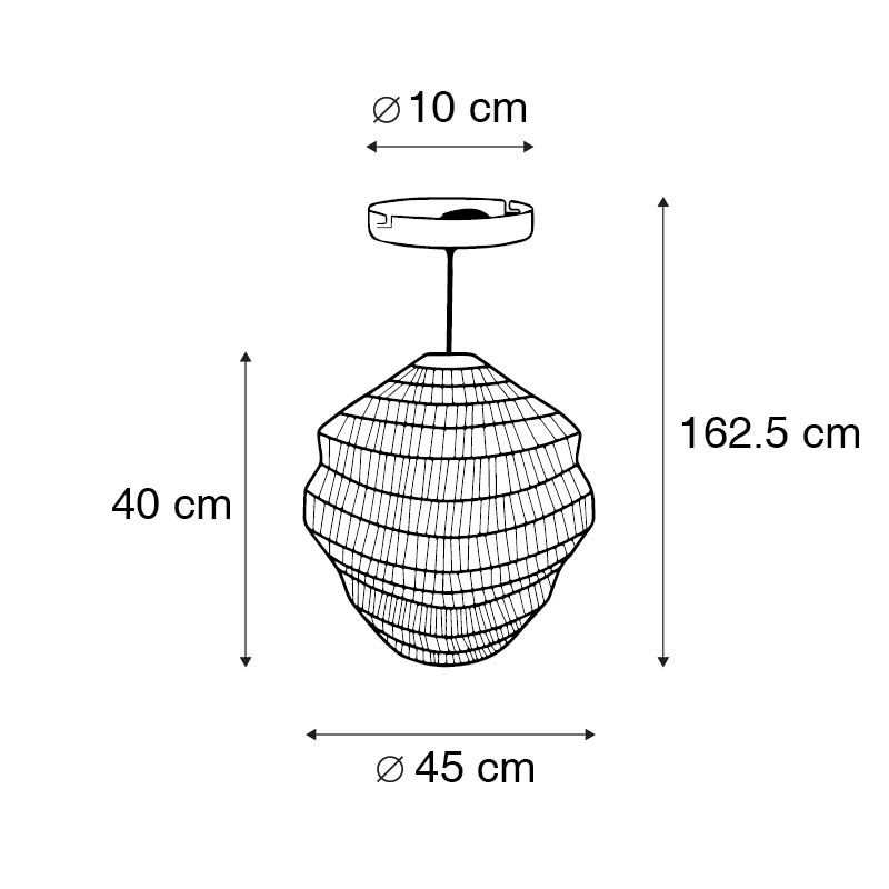 Oosterse hanglamp zwart 45 cm x 40 cm - Vadi