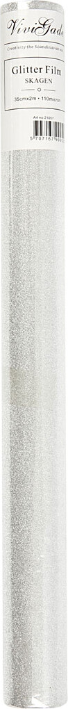 Glitterfilm - B 35 CM - Tykkelse 110 My - Sølv - 2 M