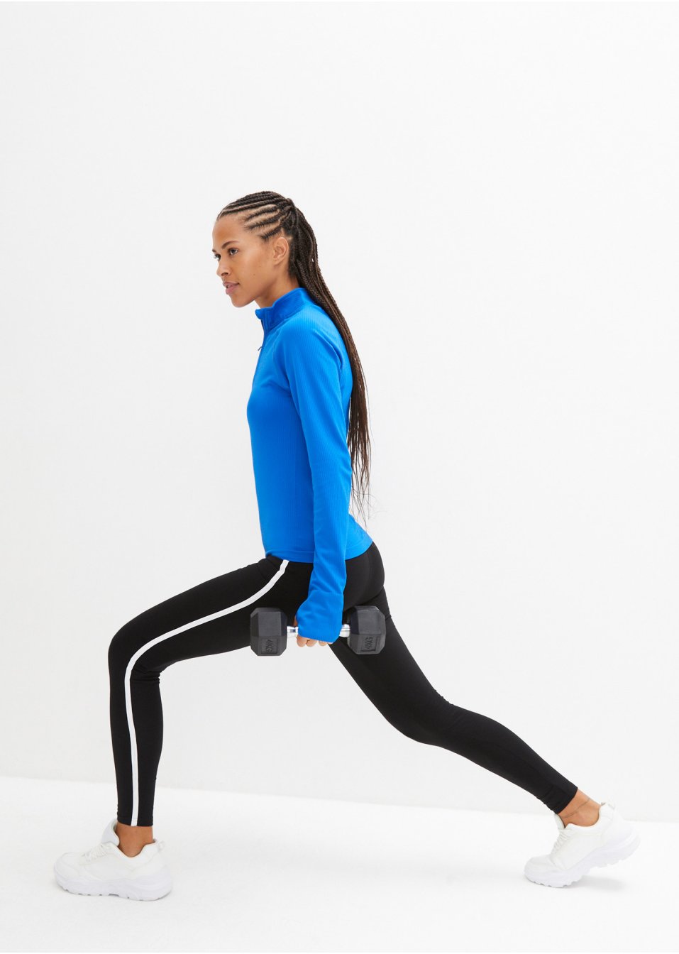 Legging de sport avec rayures contrastantes, longueur cheville
