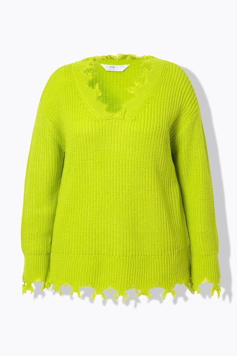Pullover, oversized, Fransen, Langarm