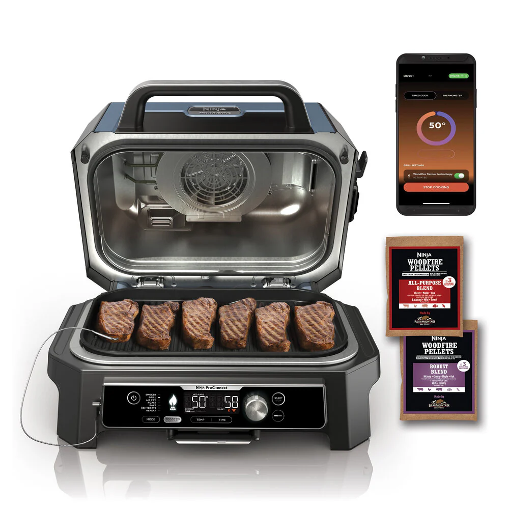 Ninja  Woodfire Pro Connect XL Electric BBQ grill - sort
