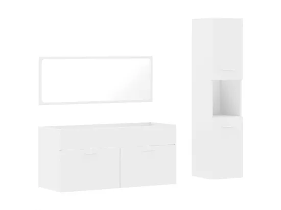 Ensemble de meubles salle de bain 3 pcs blanc bois d'ingénierie