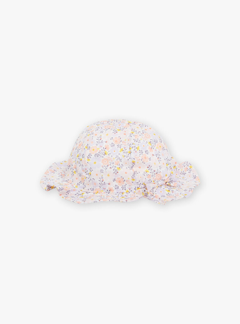 Chapeau en popeline blanc à imprimé fleurs
