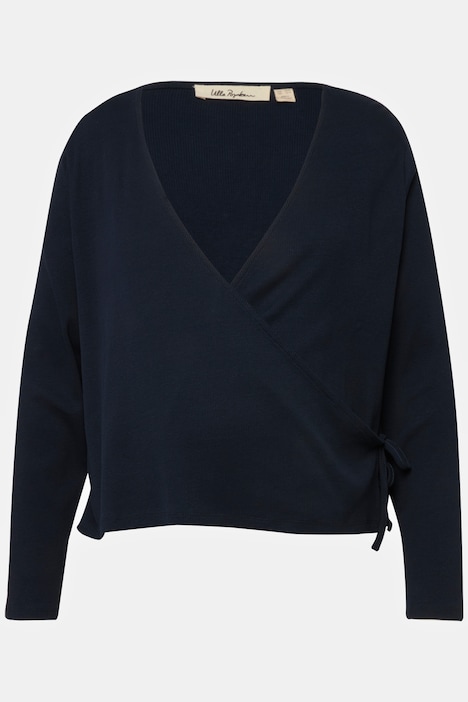 Bellieva Wickeljacke, Regular Fit, Rippjersey, V-Ausschnitt, Langarm