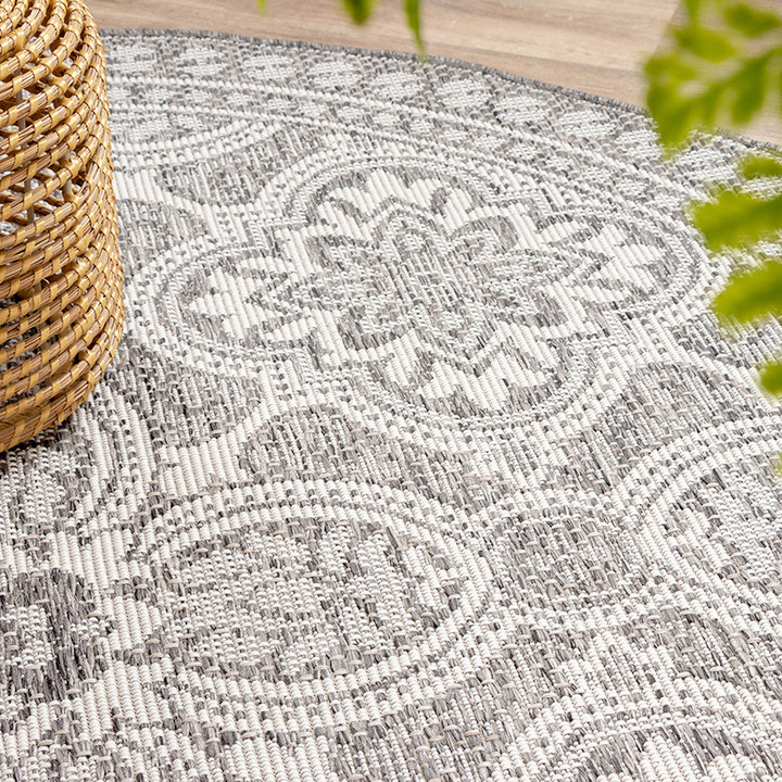 Rond buitenkleed - Summer Oriental lichtgrijs