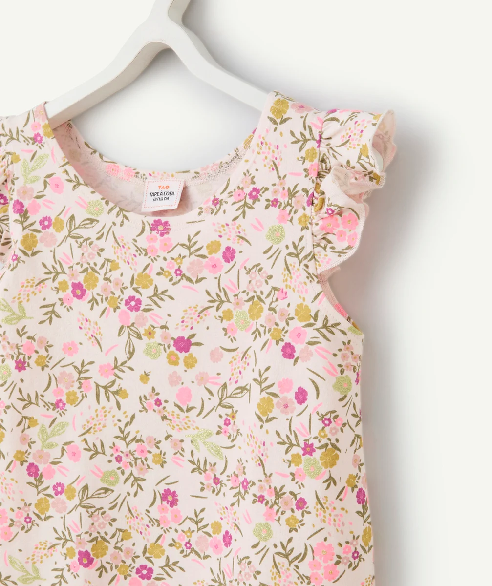 chemise de nuit fille en coton bio imprimé à fleurs