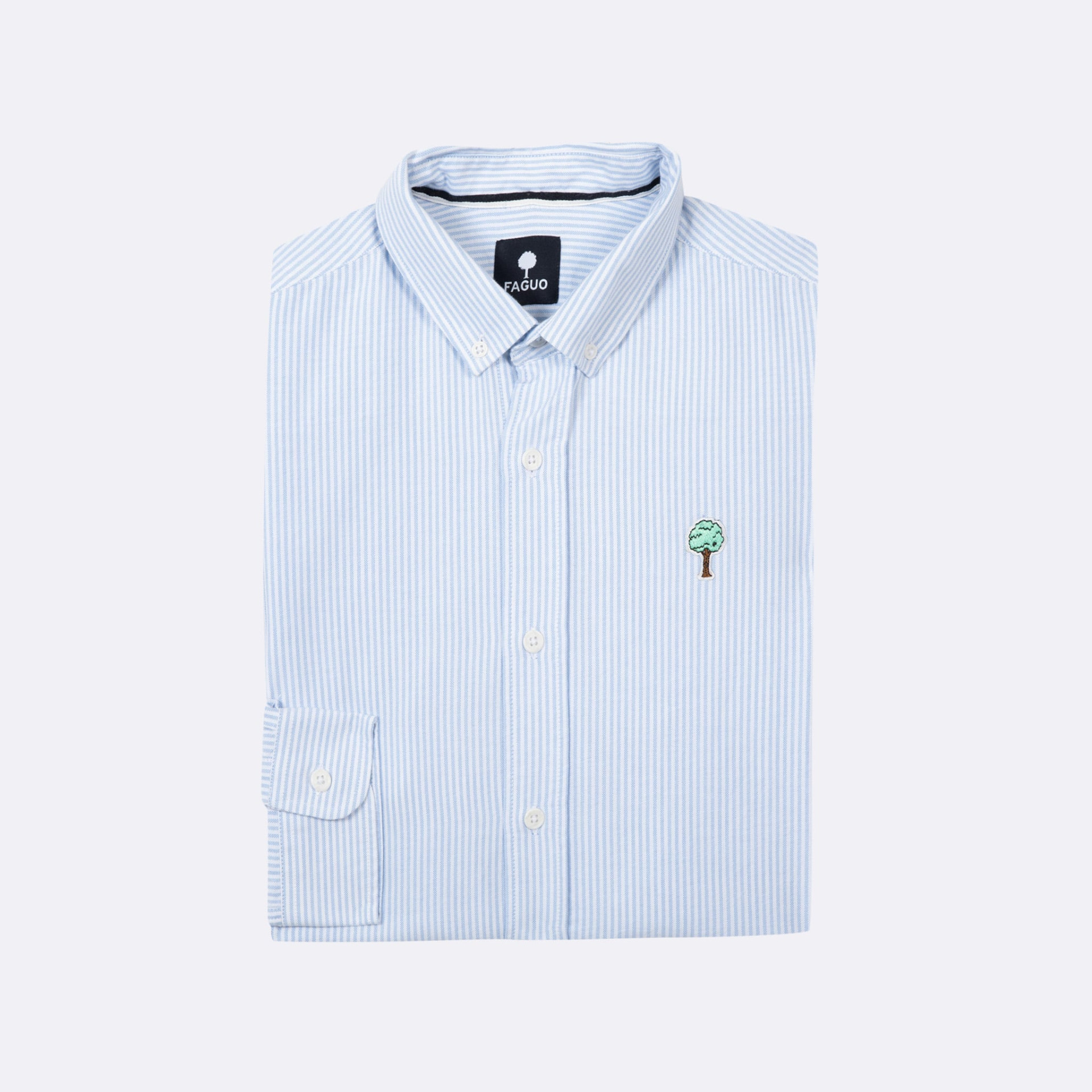 Chemise rayée blanche & bleue Coton - modèle Ivoy