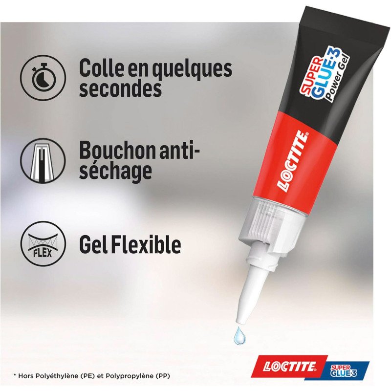 Colle Super glue 3 Power Gel Loctite - Lot de 2 tubes de 3 g