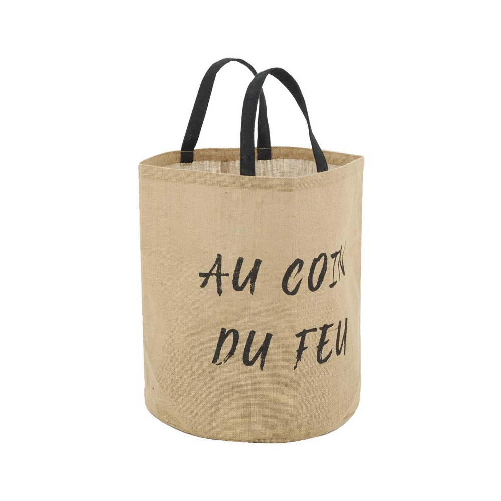 Sac rond en jute naturel plastifié au coin du feu
