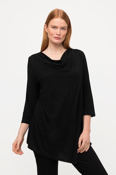 Shirt, asymmetrisch, Wasserfall-Ausschnitt, 3/4-Arm