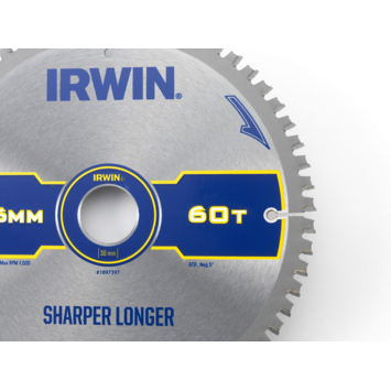 Irwin afkortzaagblad 60T voor hout / laminaat / MDF- 216 x 30 mm