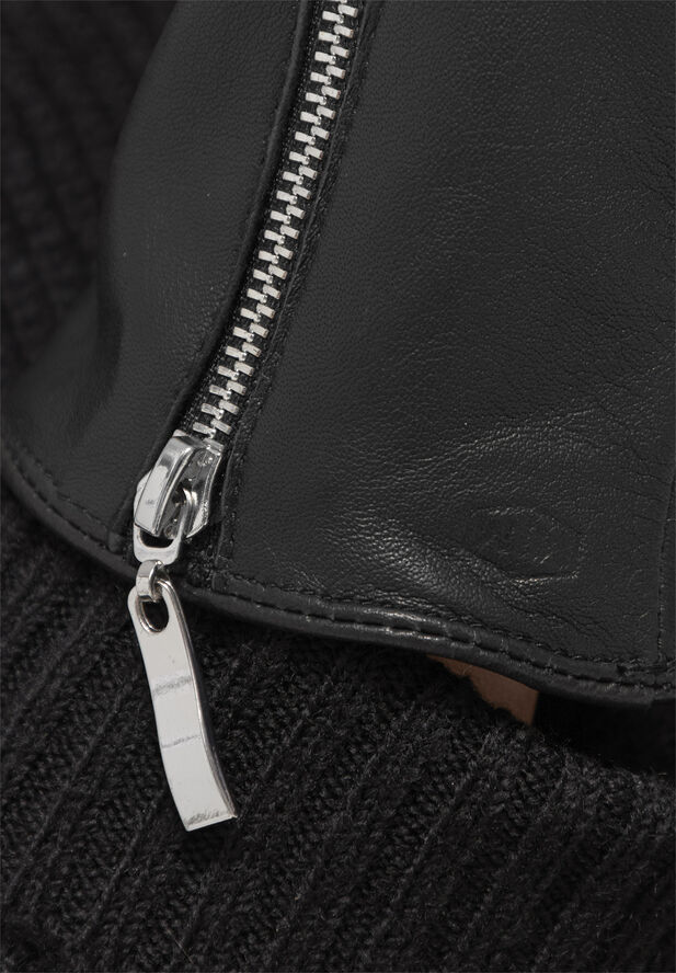 MJM MJM Glove Zipper W Leather Black Black
