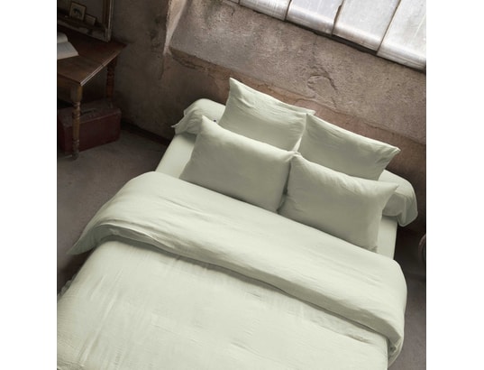TERRE DE NUIT - Parure de lit housse de couette Parure de lit double gaze de coton vert d'eau 240x220 cm