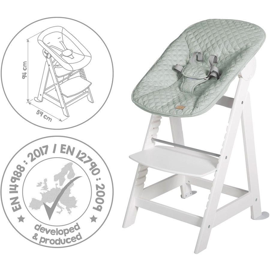 roba Treppenhochstuhl Born Up weiß Set 2 in 1 inkl. Aufsatz Style frosty green