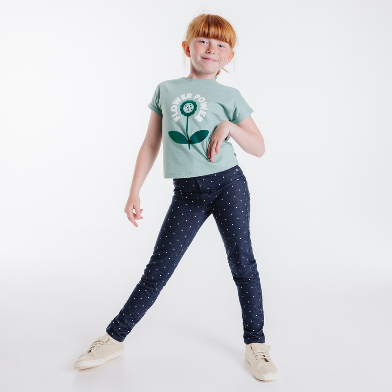 Jeggings chauds à pois blancs fille