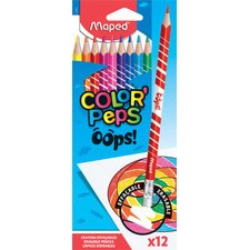 Crayons de couleur COLOR'PEPS, effaçable, étui de 12