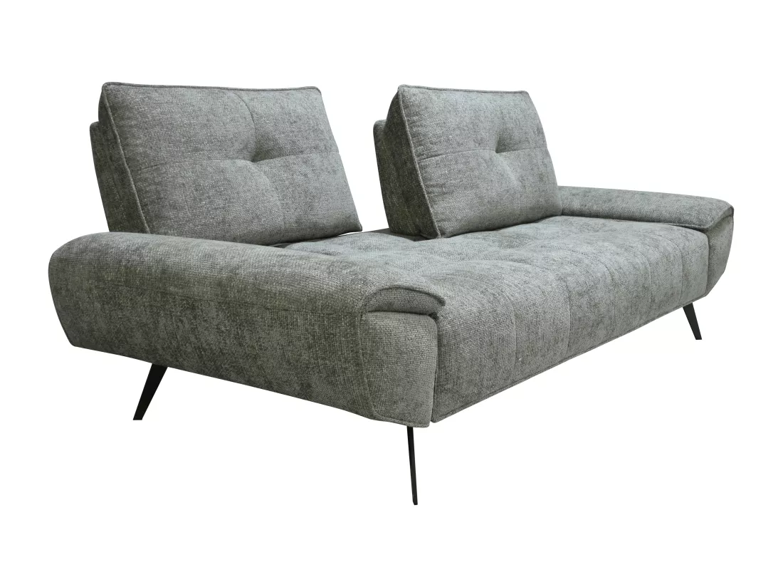 Canapé 3 places en tissu texturé gris avec dossier avance-recule KELOPA