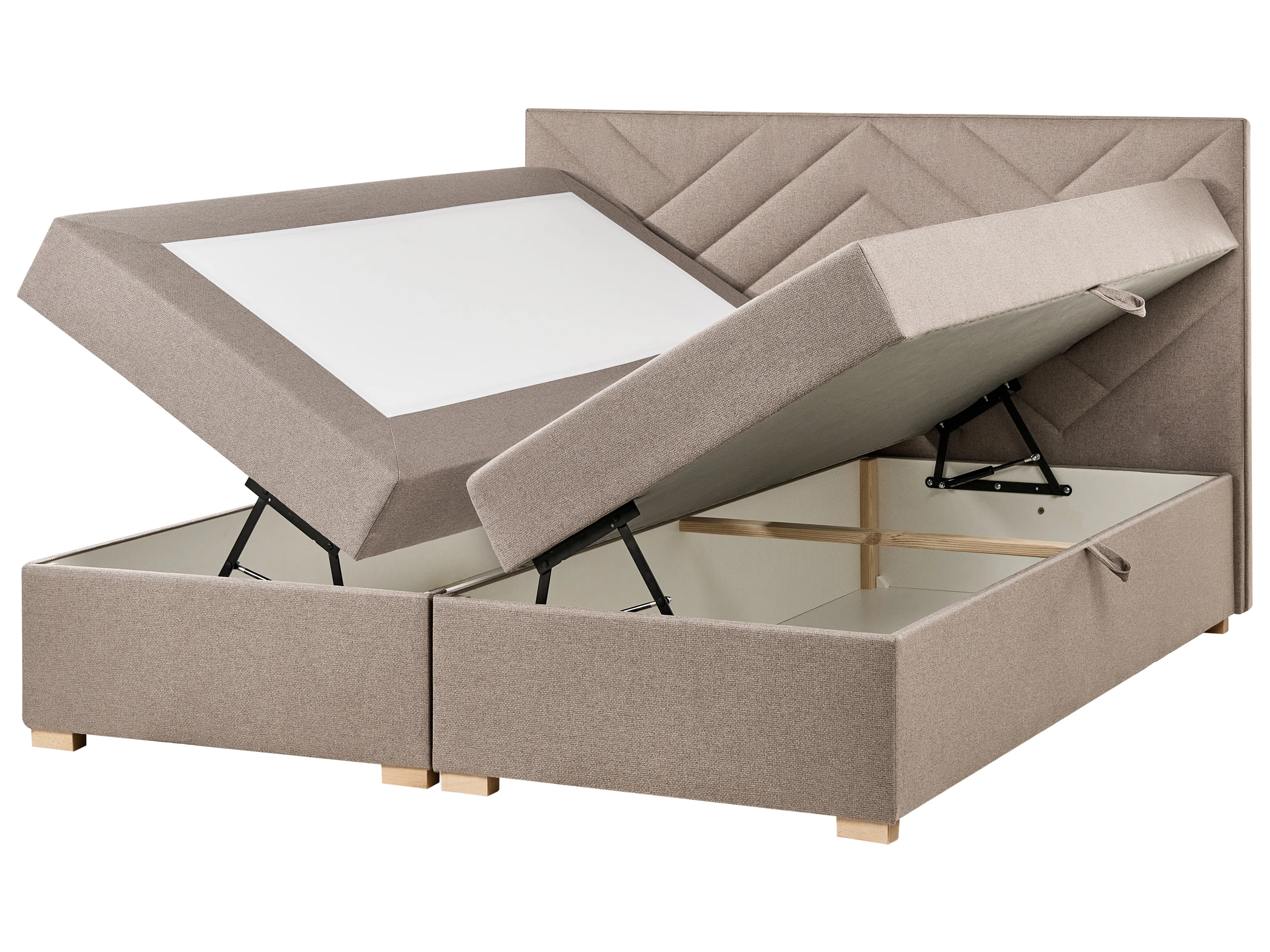 Boxspring met opbergruimte Stof ESQUIRE 180 x 200 cm Taupe