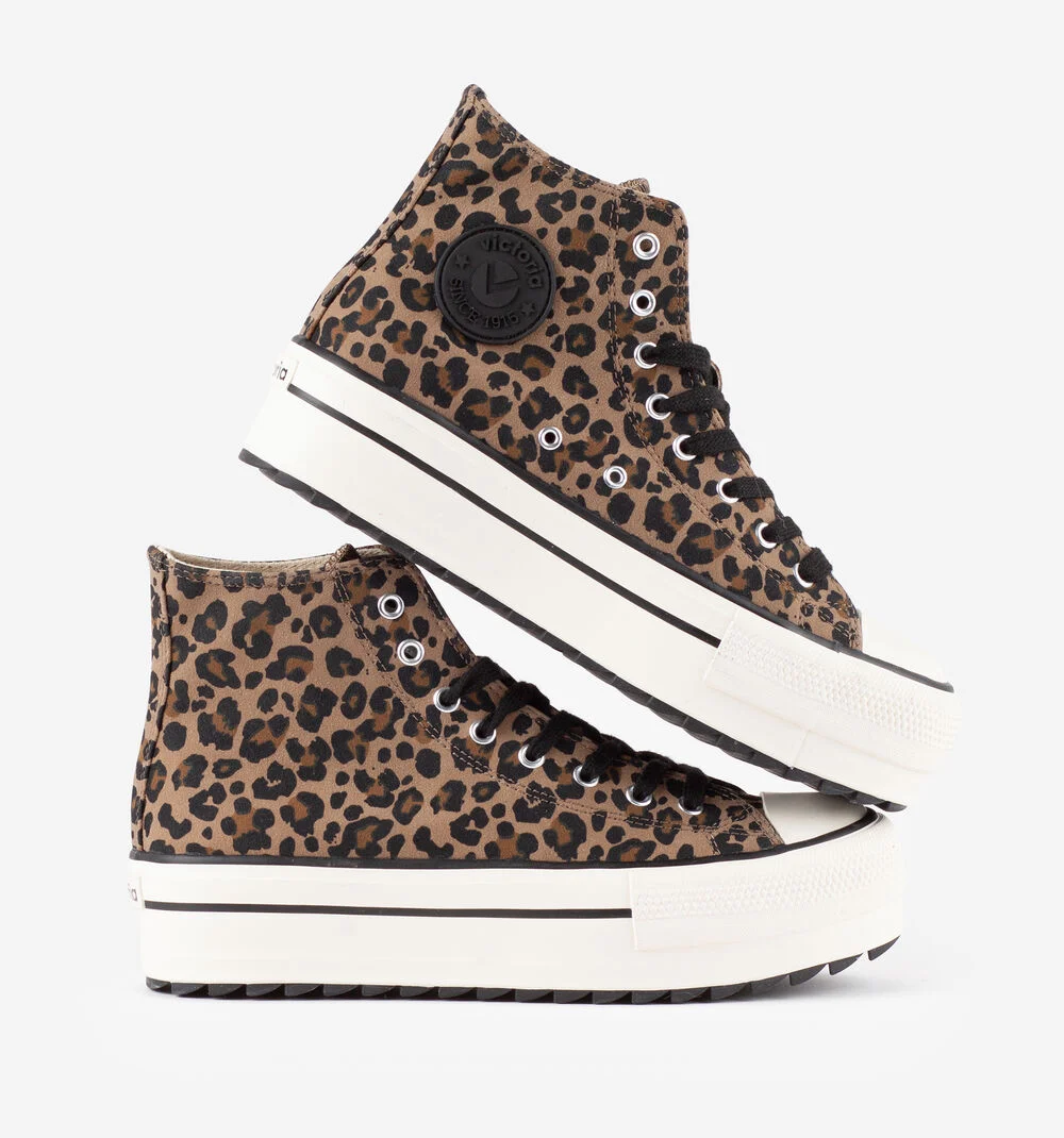 TRIBU DOUBLE ANIMAL PRINT Baskets montantes léopard pour femmes CUERO