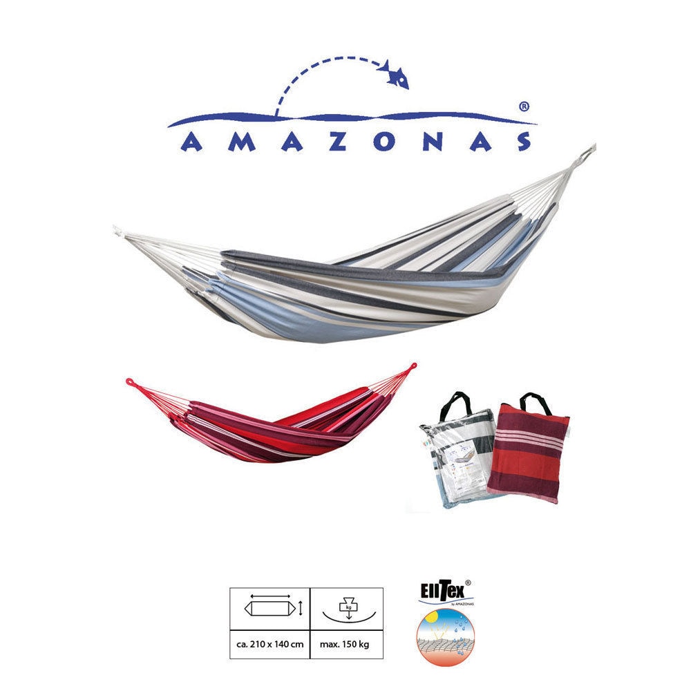 AMAZONAS Salsa XL Reise Tuch Hängematte Wetterfest Single Garten Camping 150kg Farbe: Blau