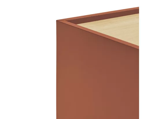 Otto - Table de chevet murale 2 tiroirs en bois - Rouge brique