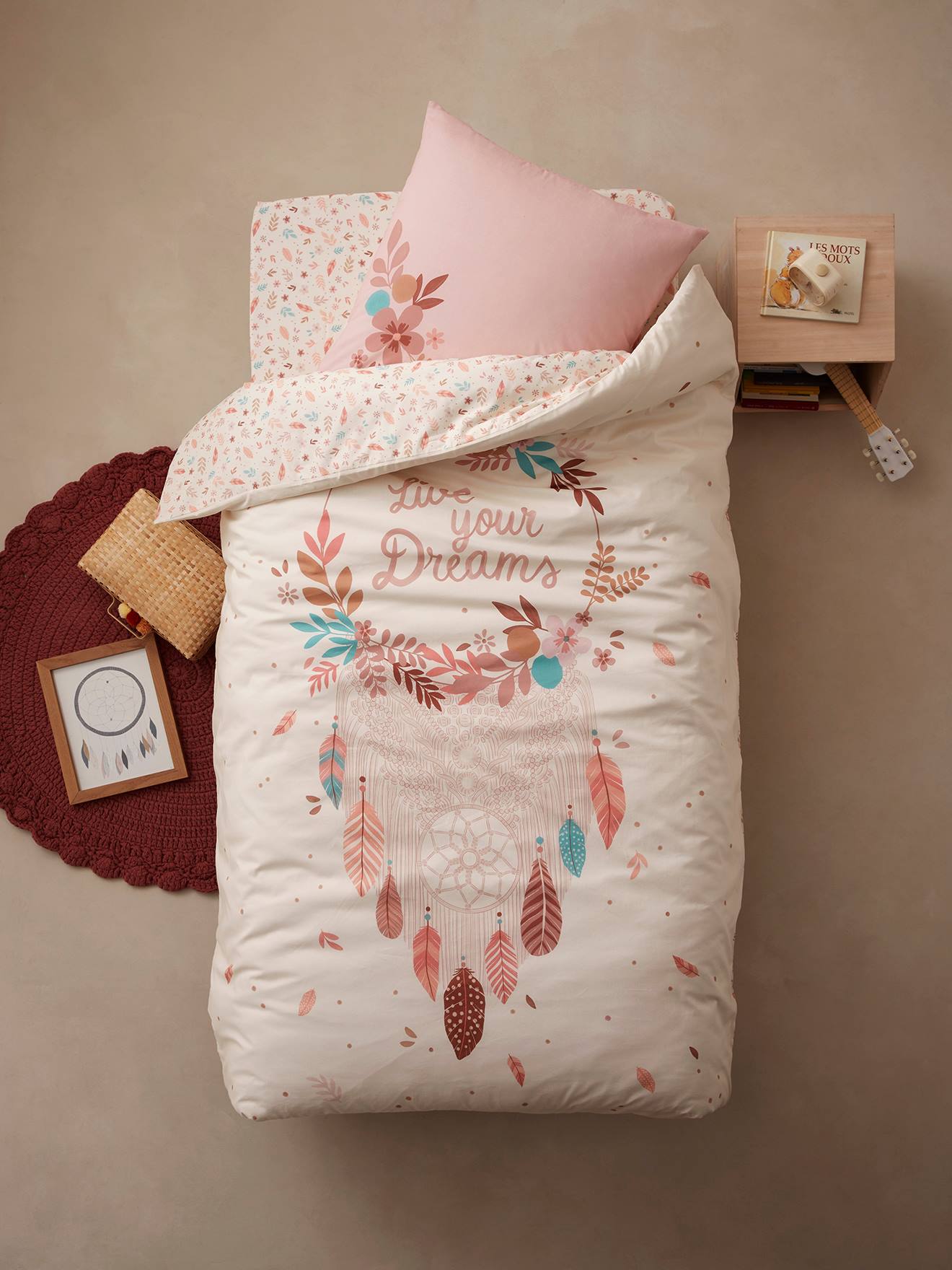 Conjunto infantil Dreamcatcher em tom cinza cru