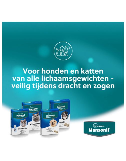 Mansonil All Worm Tablet Cat - Anti wormenmiddel - 2 tab 1 Tab Per 6 Kg Large