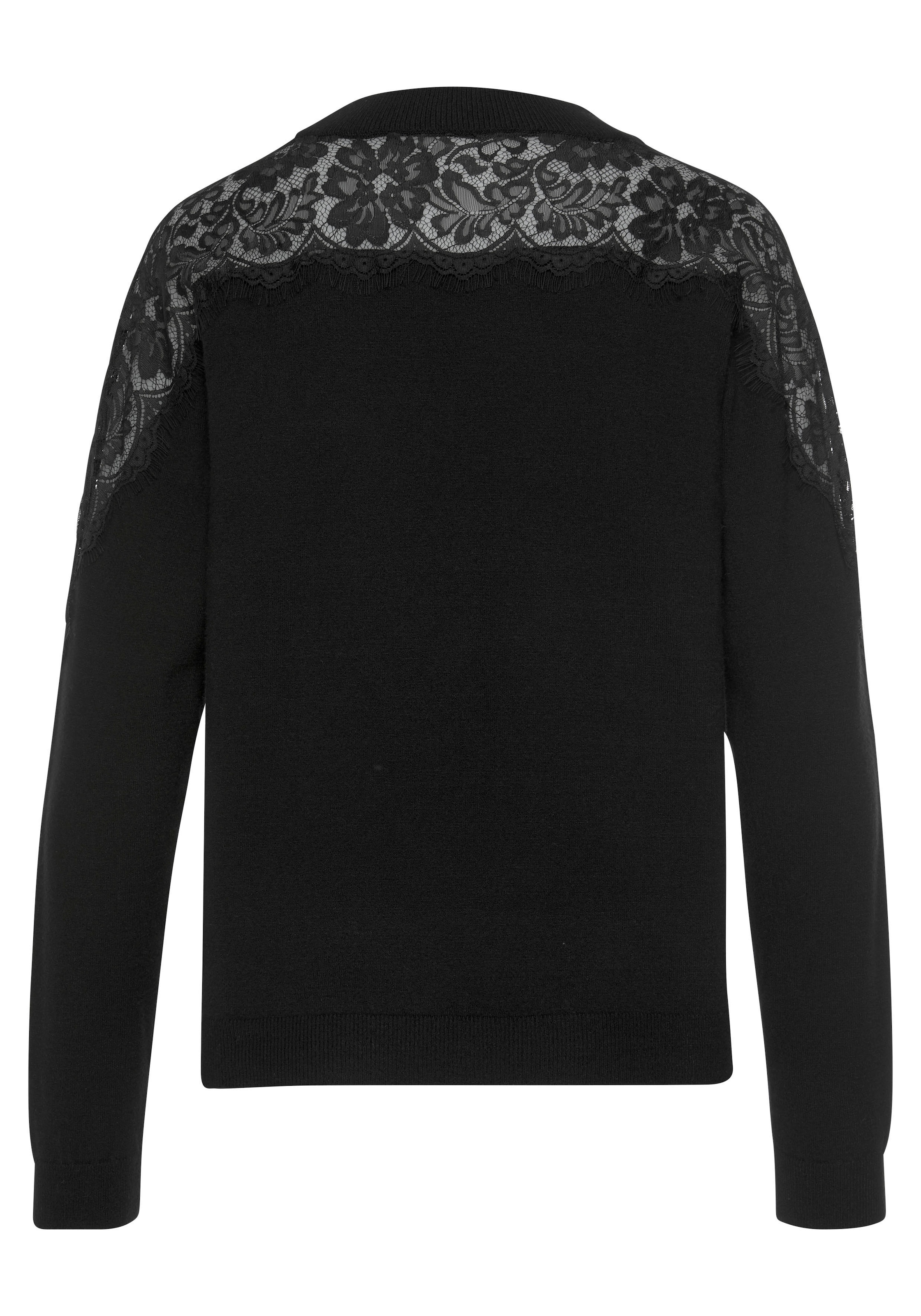 LASCANA Strickpullover , mit Spitzeneinsatz, eleganter Damenpullover, festlich