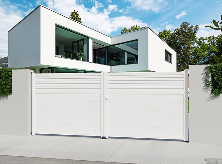 Portail aluminium Nazaré blanc - 400 x h.163,4 cm