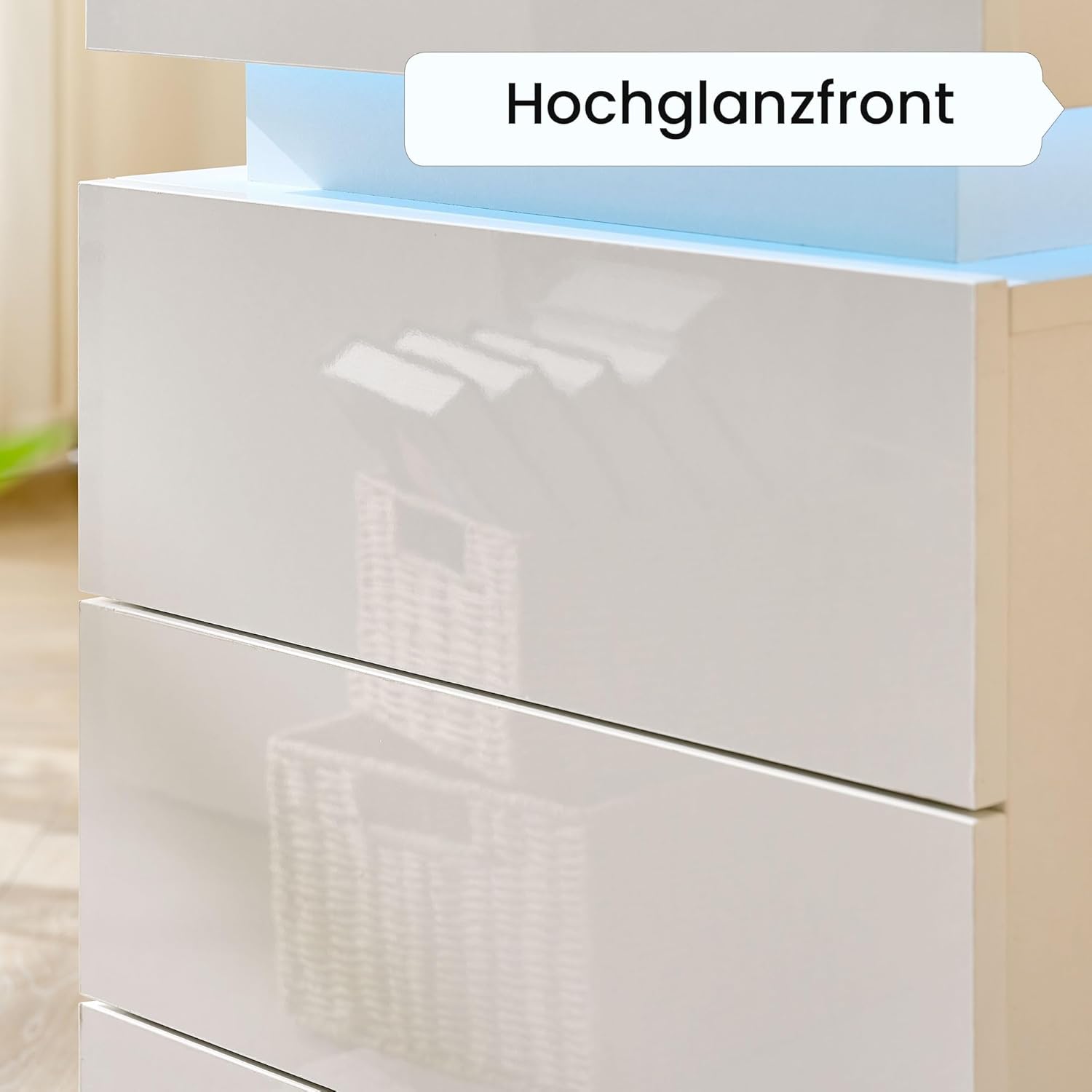 CLIPOP Nachttisch 2er Set mit LED-Beleuchtung,Einstellbare Farben,Beistelltisch Nachtschrank mit 3 Schubladen und 1 Verstecktes Staufach,Hochglanz Wohnzimmer Schlafzimmer Möbel