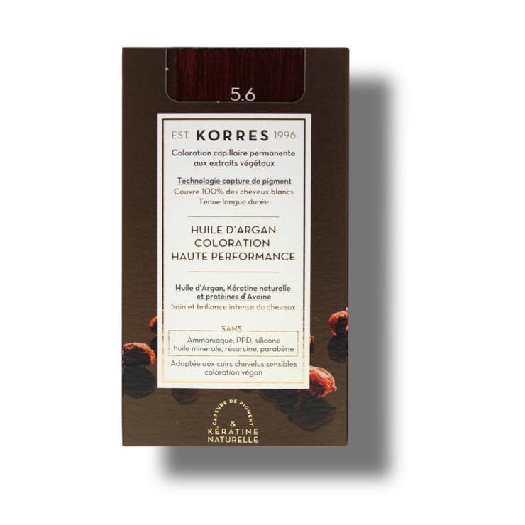 Korres coloration permanente huile d'Argan 5.6 Châtain Clair Magenta