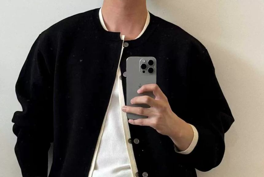 Real Boy - Cardigan met ronde hals en contrasterende bies