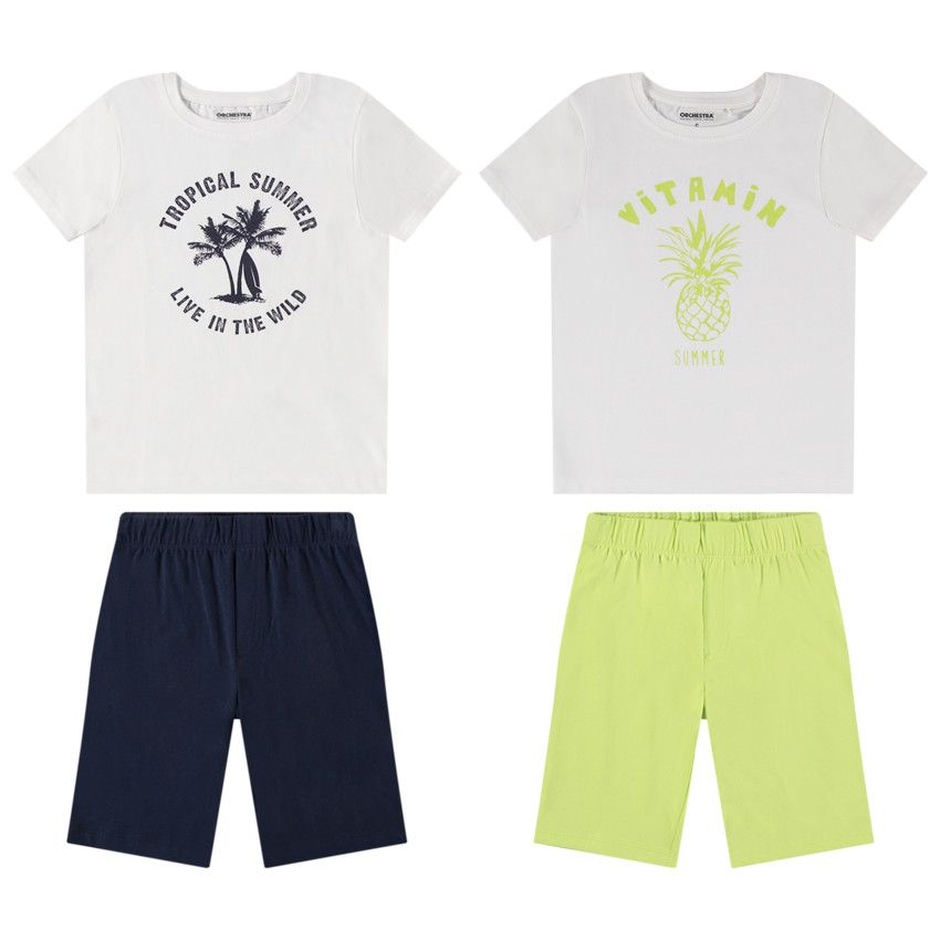 Lot de 2 pyjamas 2 pièces en jersey pour garçon - Vert