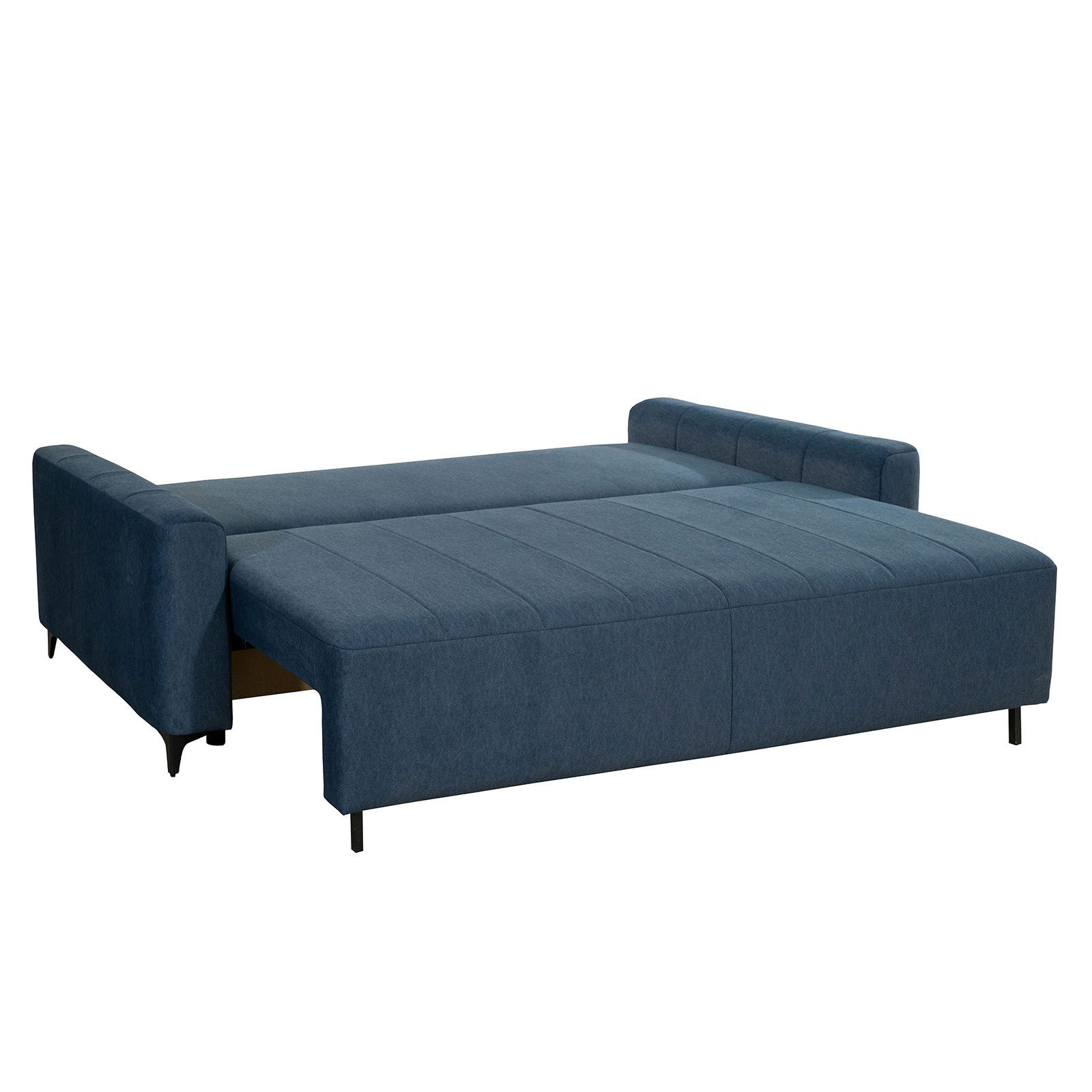 3-Sitzer Sofa - blau-grau - Samt - mit Staukasten