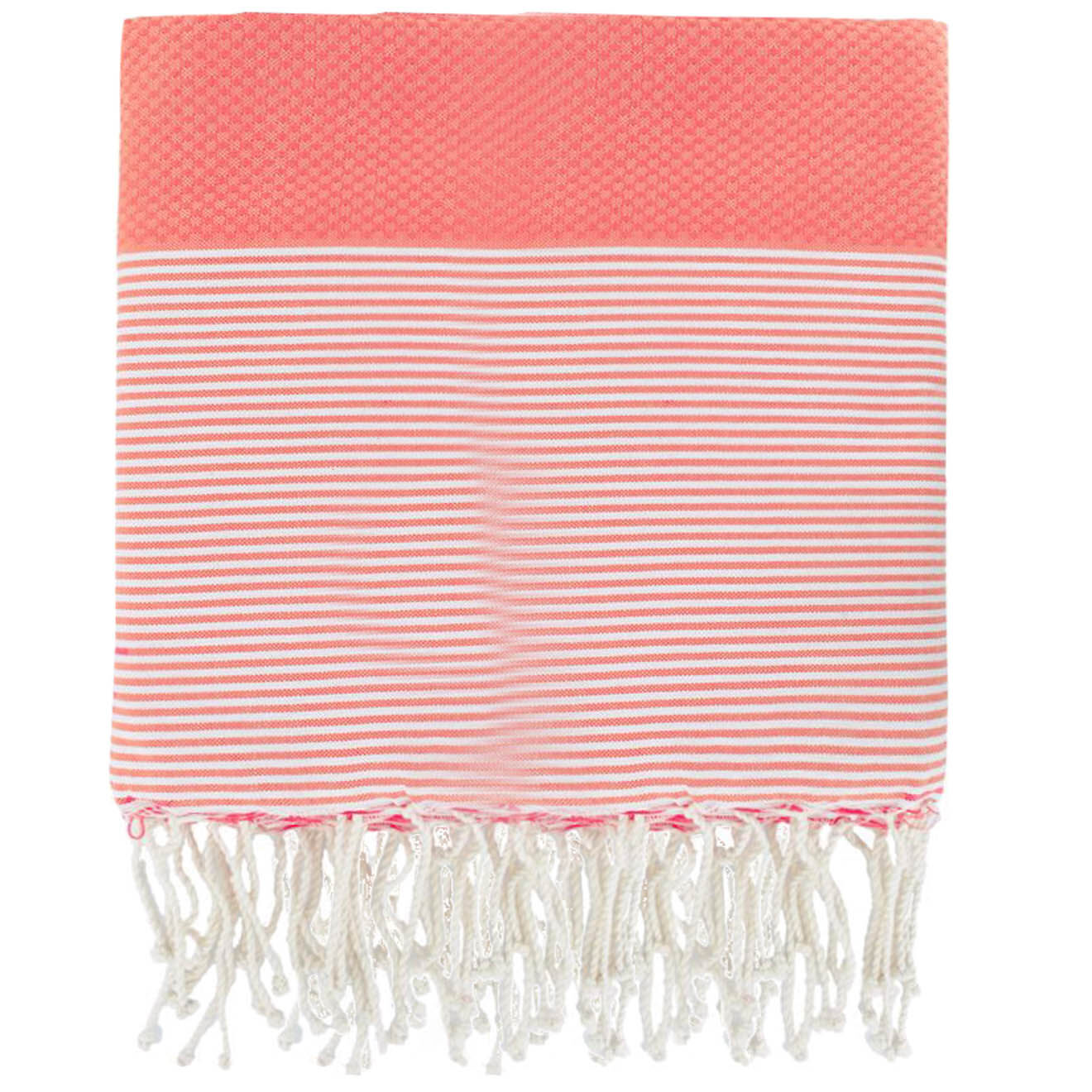 Febronie Fouta Famiglia XXL Nid d'Abeille Ibiza orange corail - 200x200 cm