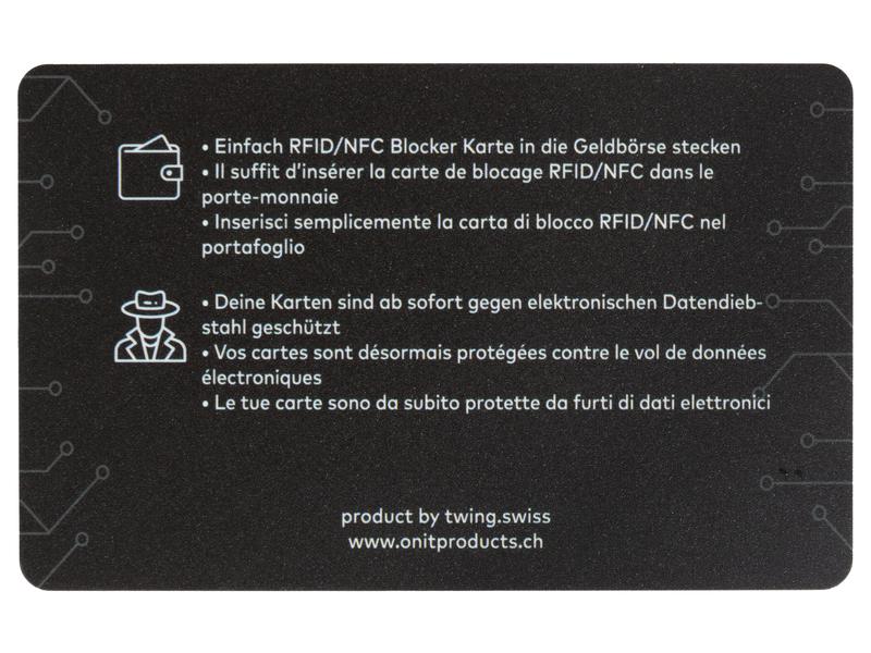 onit Skimming-Blocker-Karte Schwarz RFID/NFC-Schutzkarte für das Portemonnaie