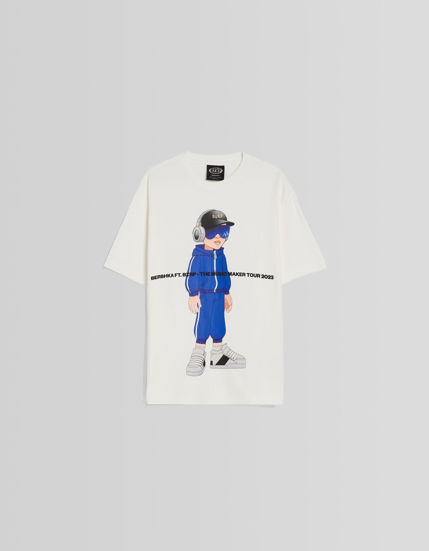 Camiseta boxy fit com estampa BERSHKA ft. BIZARRAP