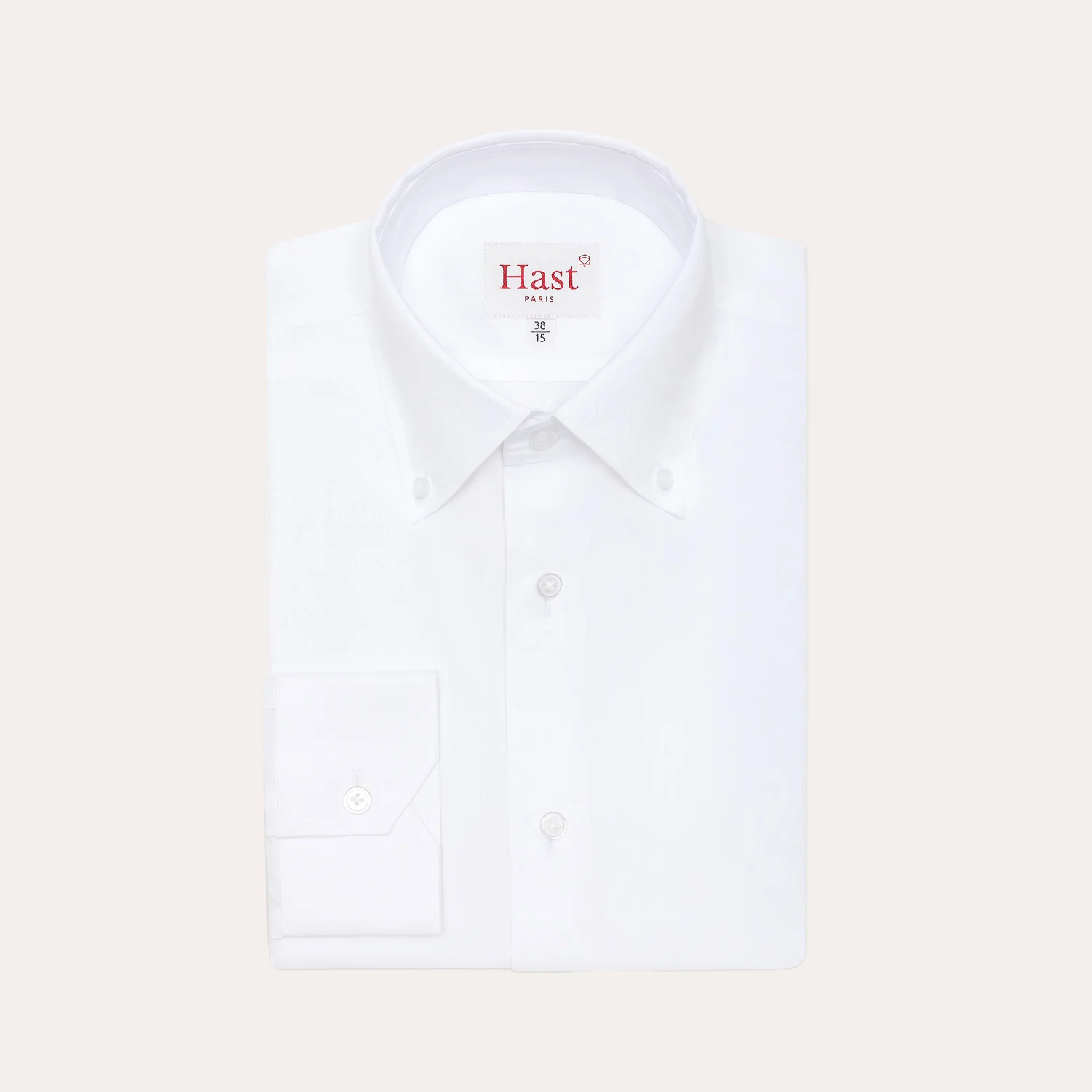 Fitted white double-twisted Oxford shirt