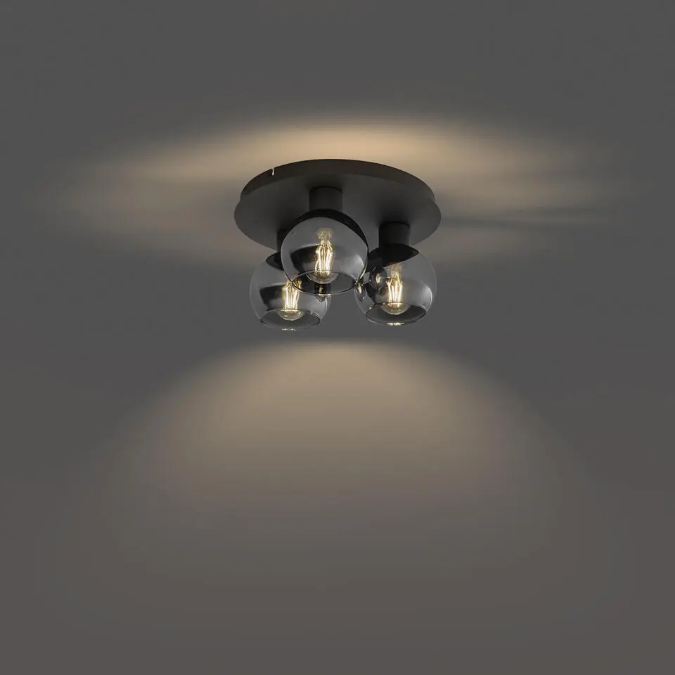 Qazqa plafondlampen vidro grijs e27