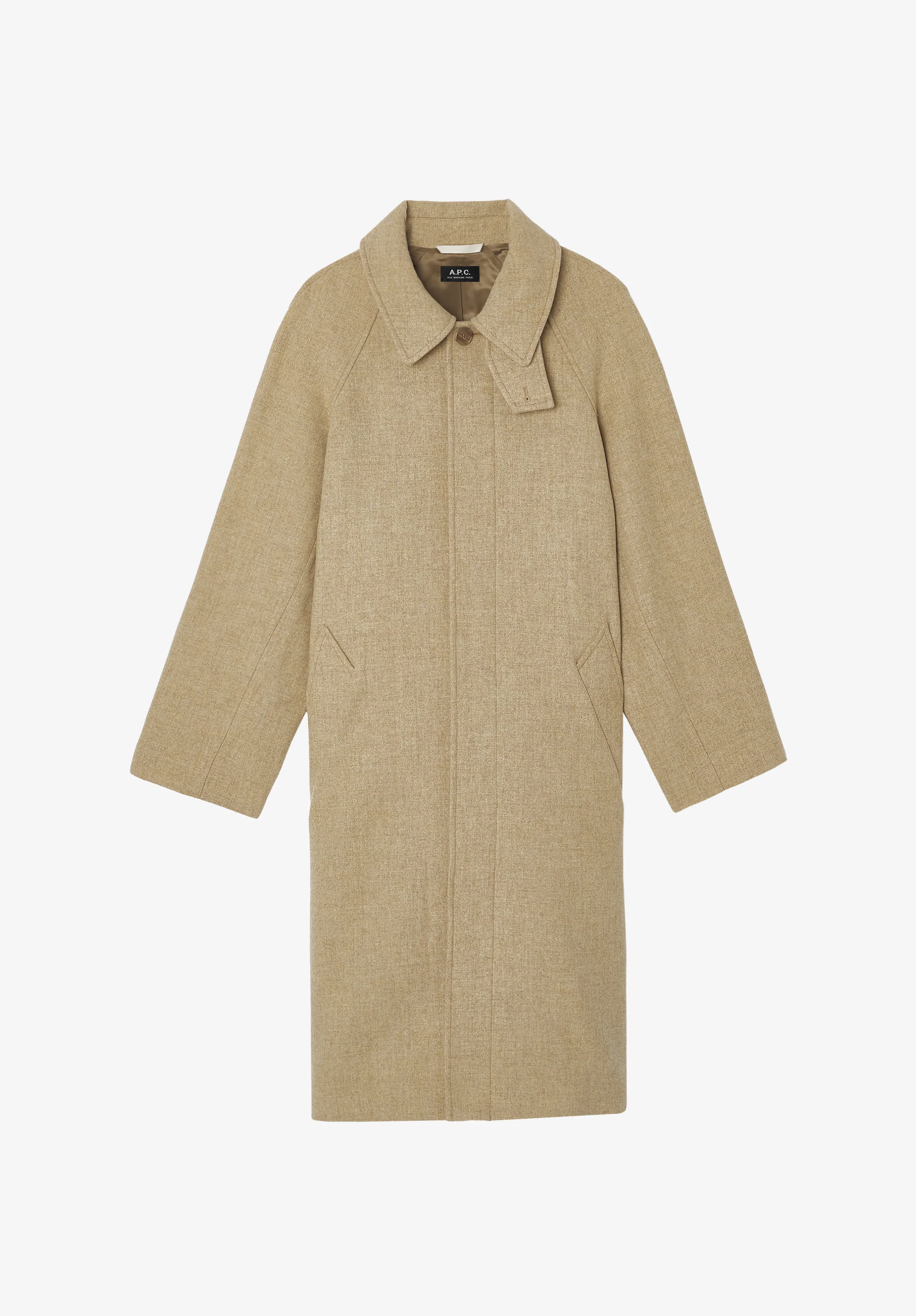 Manteau uni oversize manches raglan - Beige chine