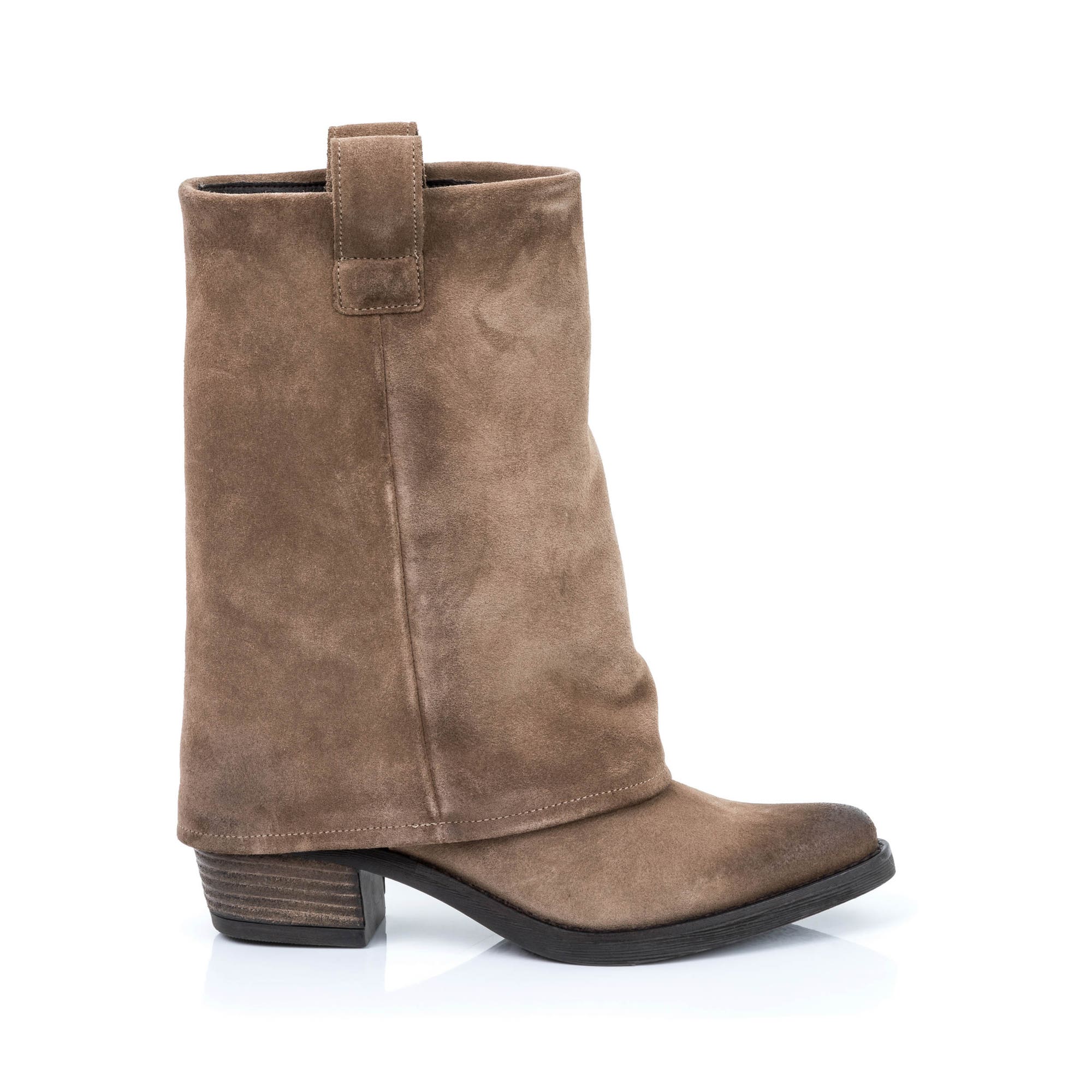 Bottes à talon Femme en cuir marron