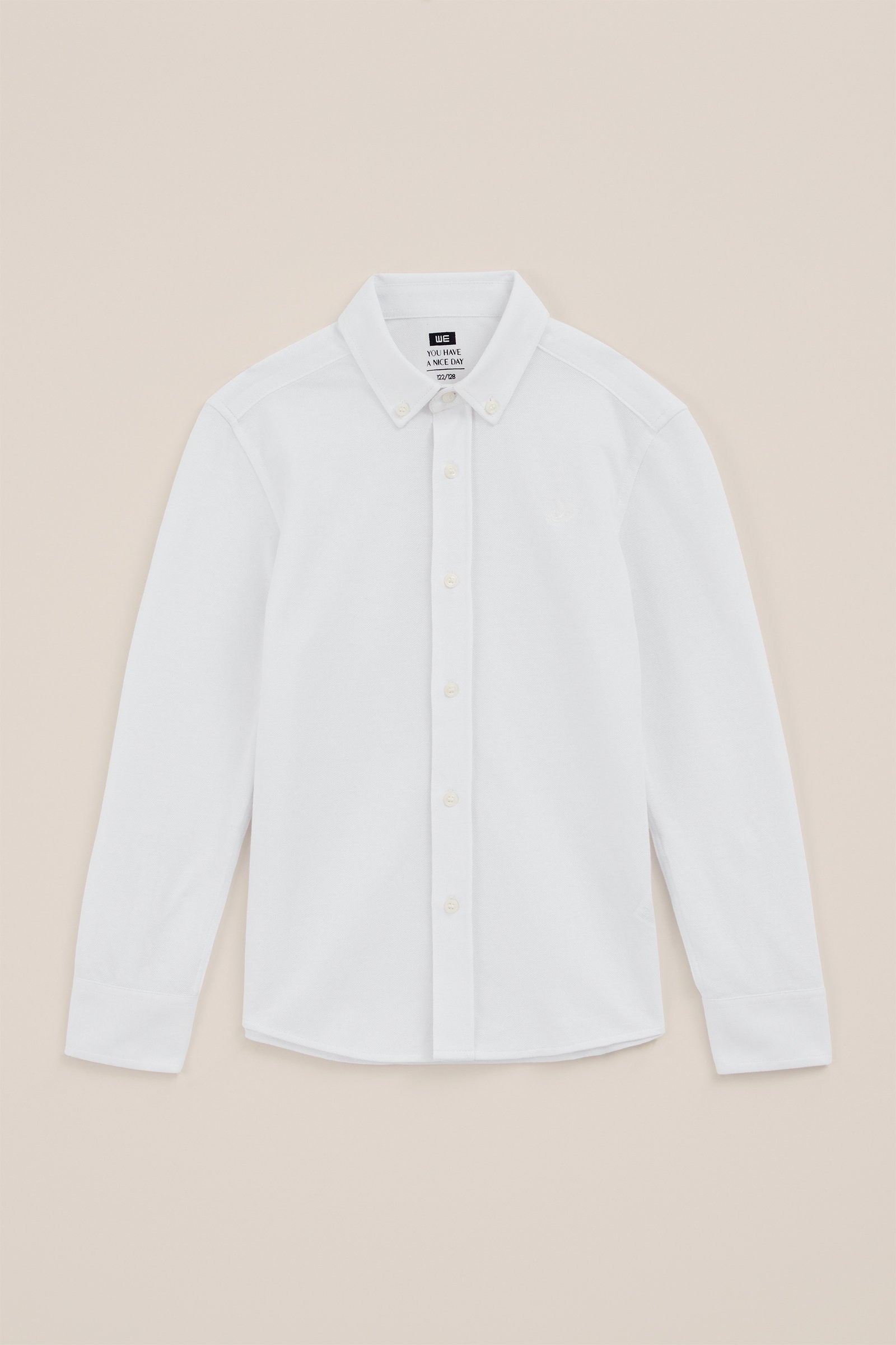 Jongens overhemd van piquéjersey WE Fashion Wit