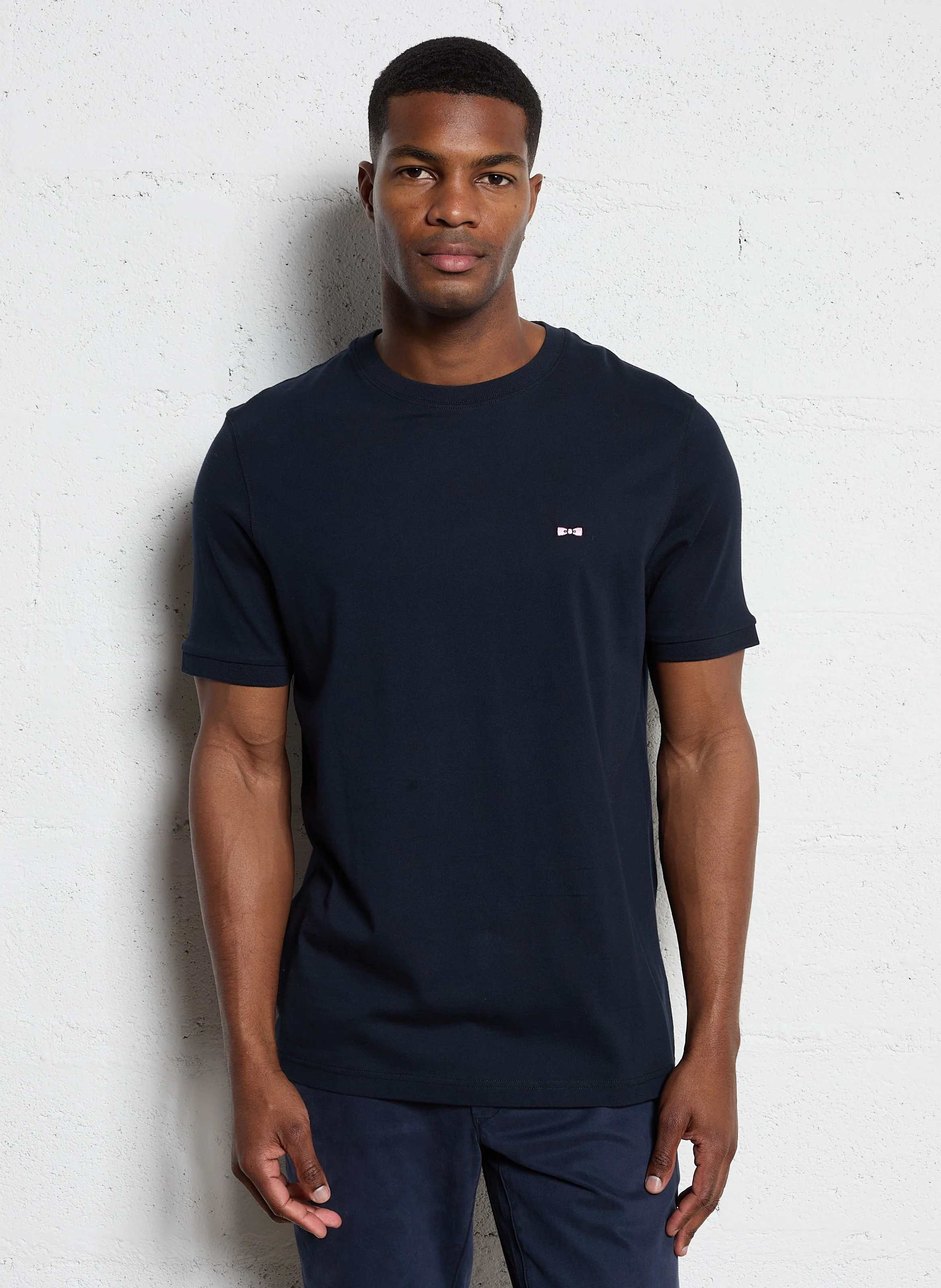 Tee-shirt col rond en coton | Bleu