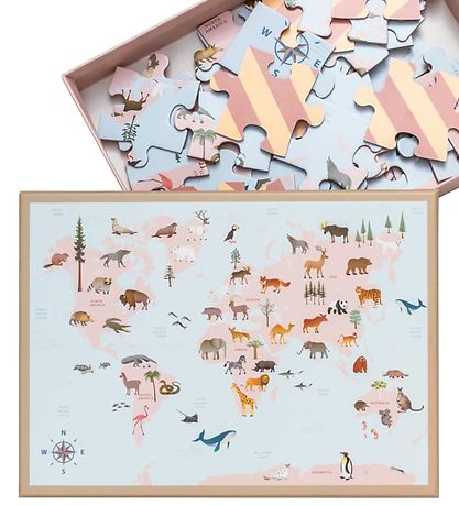 Vissevasse Puslespil - WoRød Map Animal - 42 Brikker