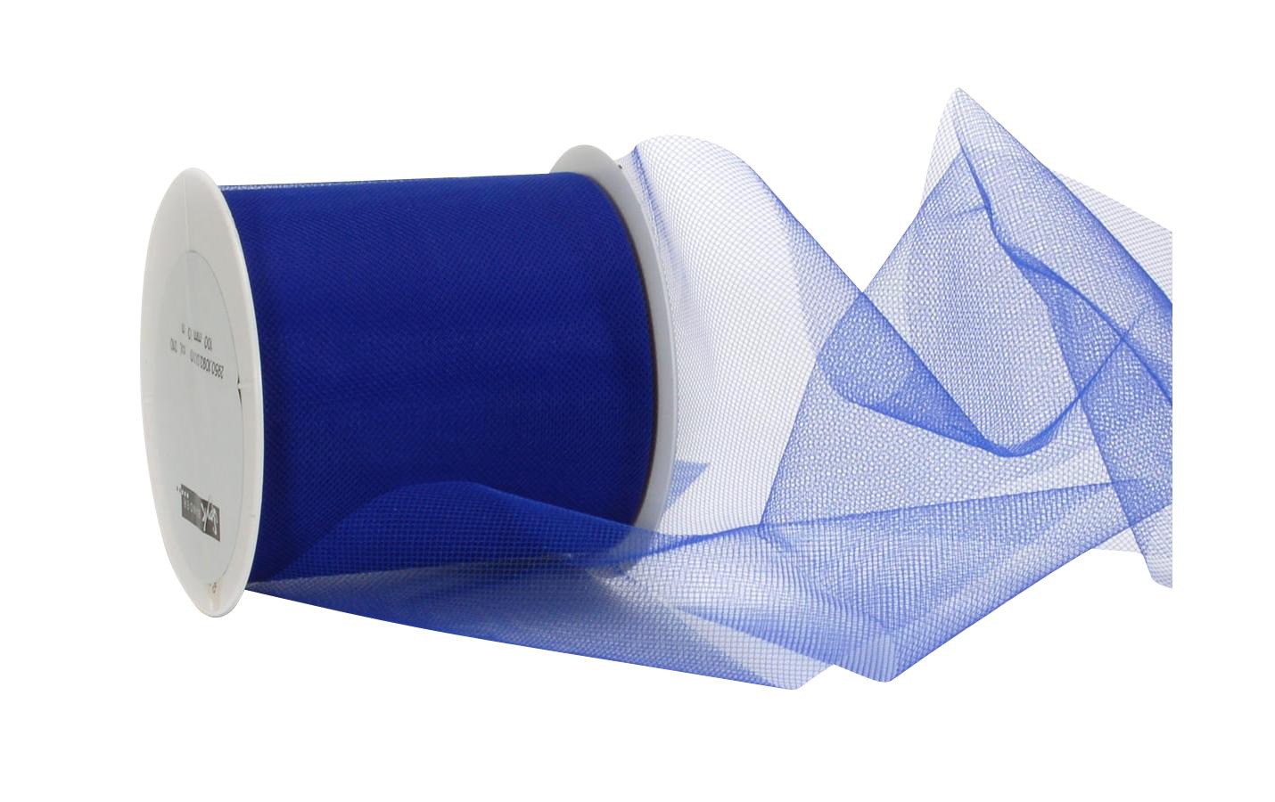 Geschenkband Torino Tulle 100 mm x 50 m, BlauStoffband zum Verpacken von Geschenken
