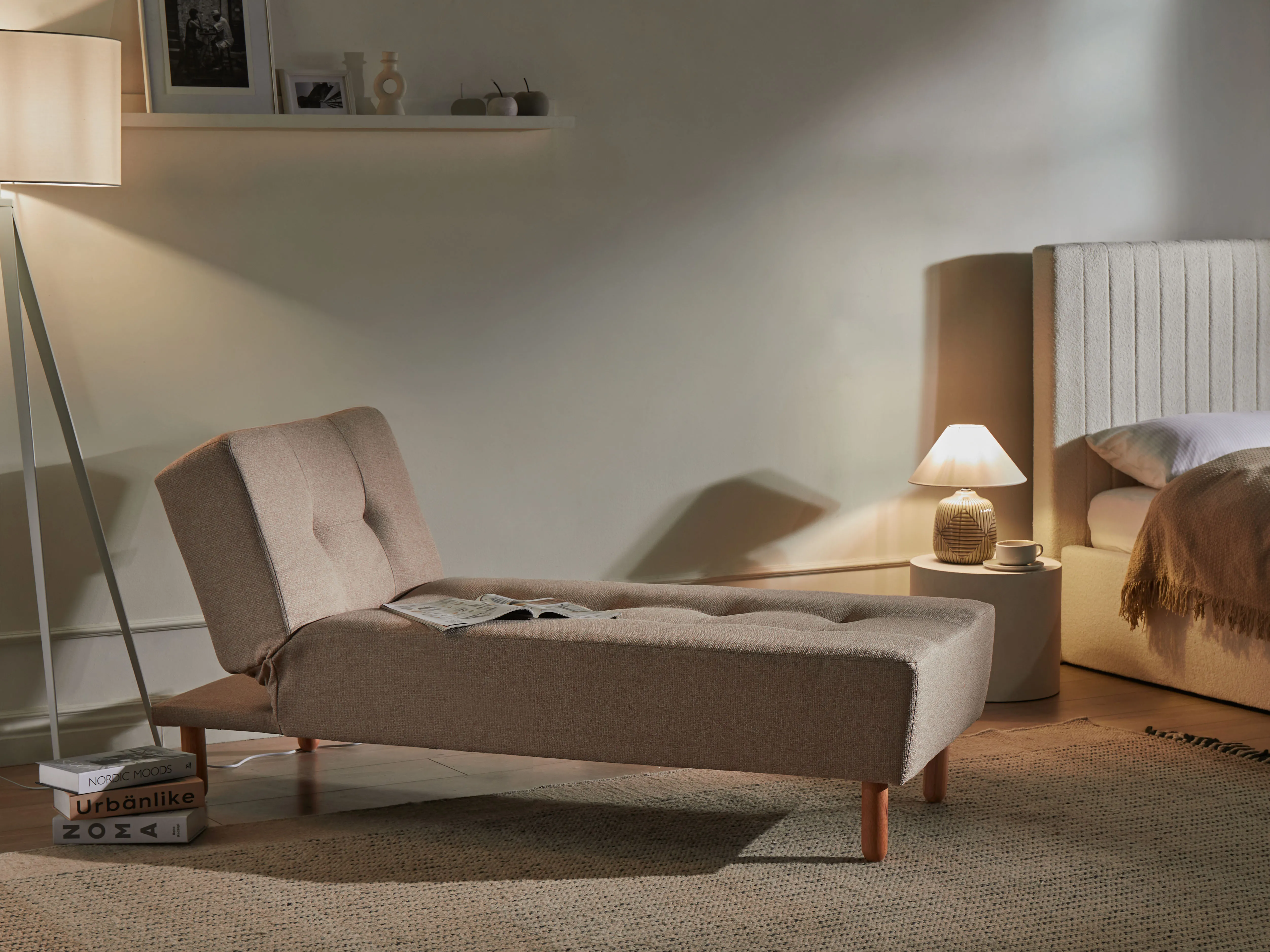 Chaise longue ALSTEN Stof Beige
