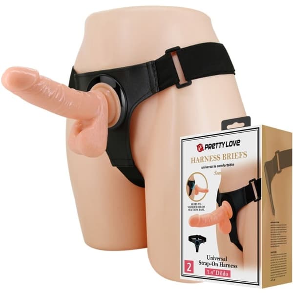 Pretty Love - Harness Briefs Universal Sele Med Dildo Tom 20 Cm Naturlig