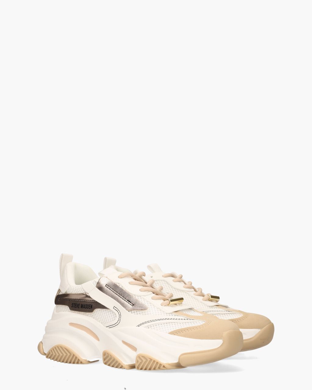 Steve Madden Possession-E Wit/Beige/Roségoud Damessneakers