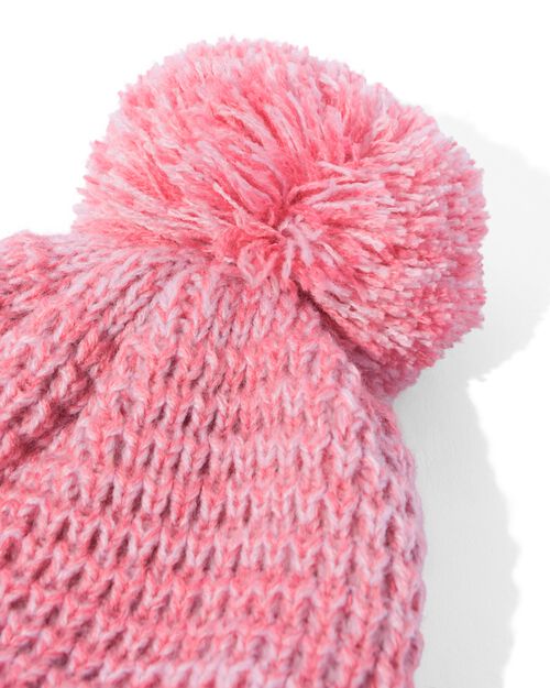 bonnet pour bébé avec pompon à rayures rose