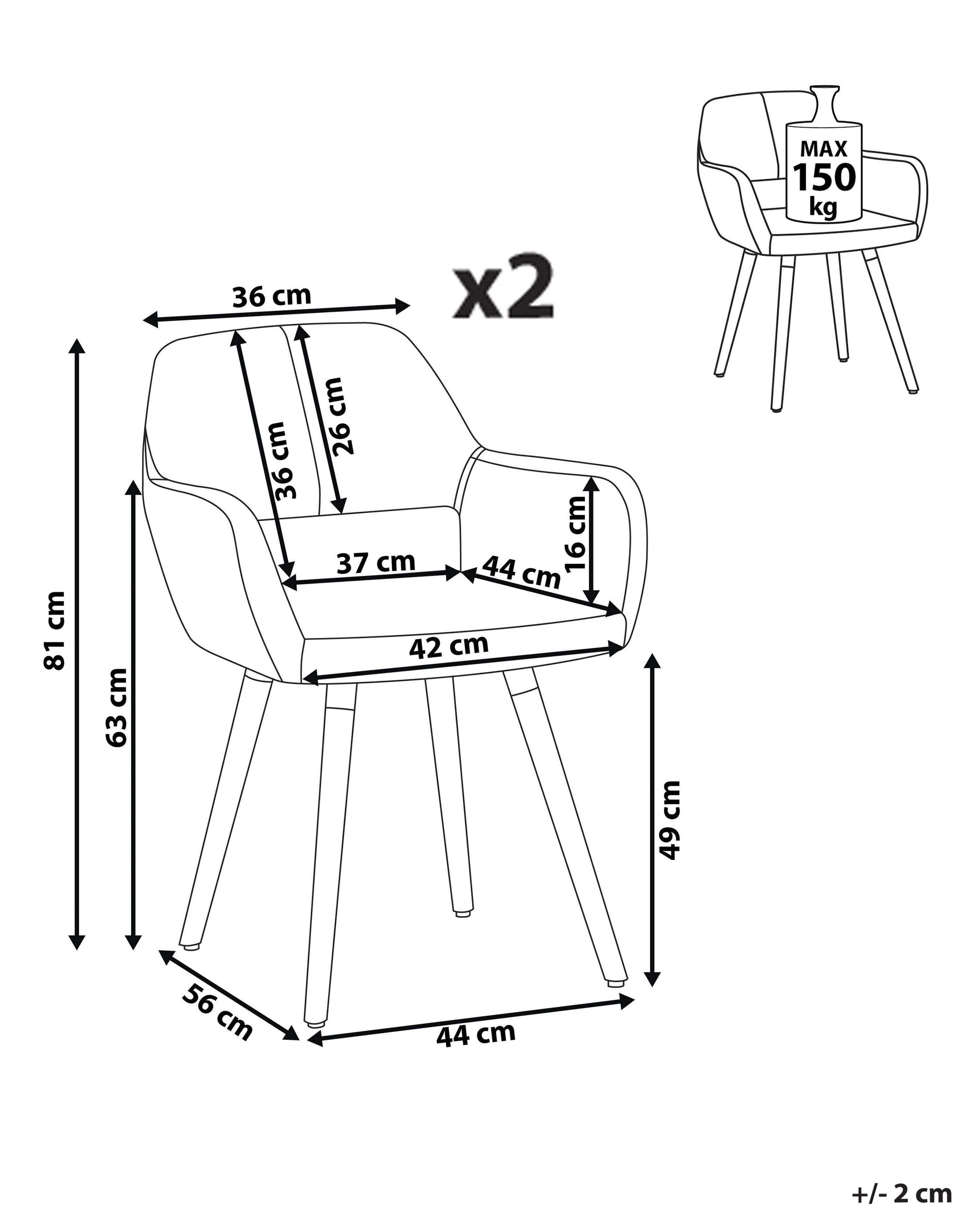 Set van 2 eetkamerstoelen CHICAGO Stof Lichtgrijs